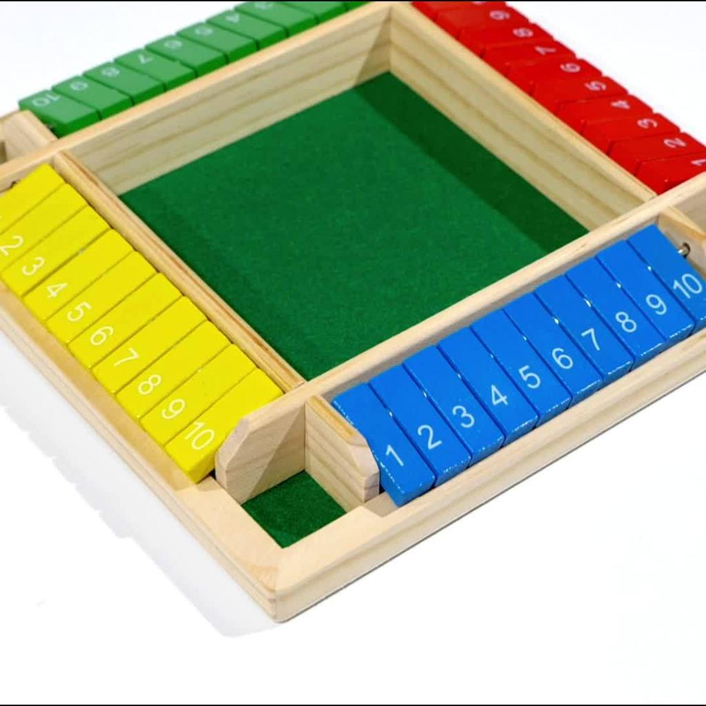 Colorful Wooden Four-Sided Number Folding Board Game Interactive Dice Card Game for Toddlers, Develops Fine Motor Skills Cognitive Abilities,