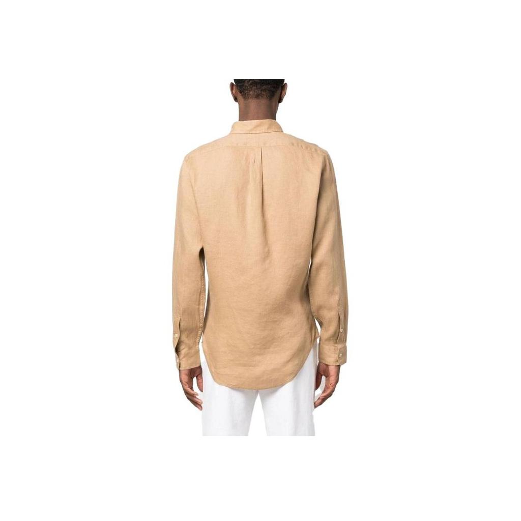 Polo Ralph Lauren Ss23 Embroidered Logo Long Sleeve Shirt Men Shirts Light-Brown 710829443-014