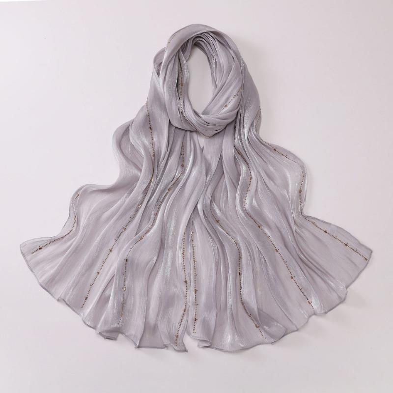 Ethnic Line Rhinestone Long Gauze Malay Headscarf Shiny Scarf