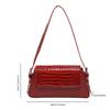 PU Patent Leather Shoulder Bag Crocodile Pattern Women Underarm Bag (Burgundy)