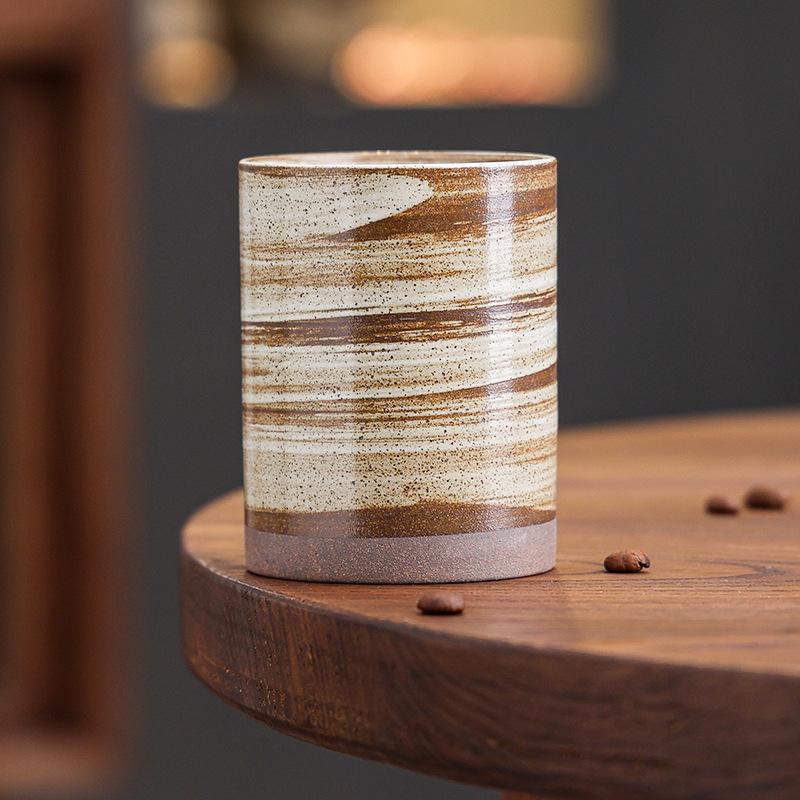 Retro Ceramic Coffee Cup Hand Brewed American Latte Latte Flower Cup Coarse Pottery Water Cup Creative Teacup