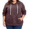 Women's  Casual Large Sized Long Sleeved Hooded Solid Color Sweatshirt