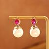 Vintage Emerard Crystal Pearl Drop Earrings for Women Court Style Baroque Pearl Earring Party Banquet Jewelry Accessories Gifts