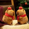 Red Scarf Christmas Capybara Plush Doll with Red Hat Capibara Fluffty Doll  Christmas Toy