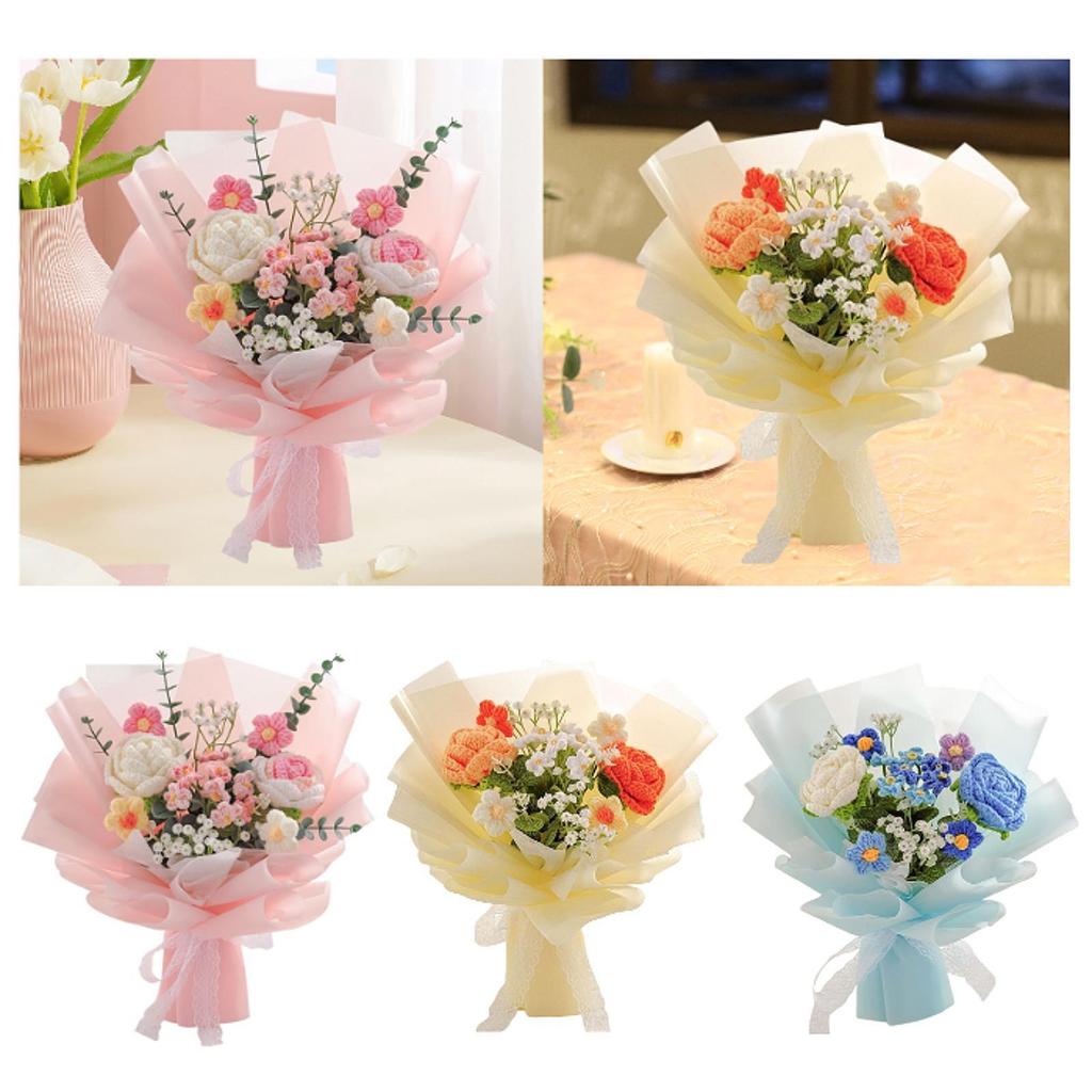 Crochet Flowers Bouquet Home Decor Gift for Mom Wife for Valentine’S Day Graduation Thanksgiving Mother Day Father's Day