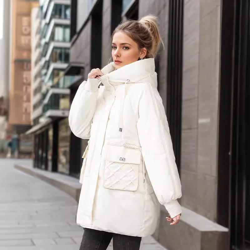 2026 Winter Womne's Jacket Female Pure Color Hooded Thicken Warm Cotton Jacket Women's 2 Pocket Casual Parkas Women's Clothing