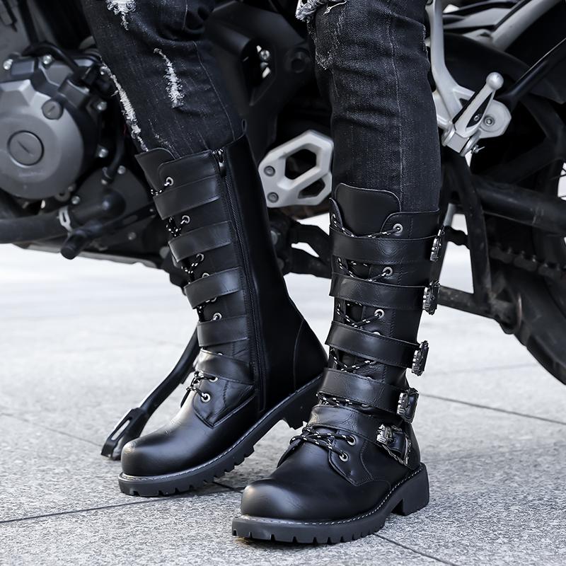 Men’s Motorcycle Boots Western Boots Black Jockey Boots Casual High Boots Plus Size