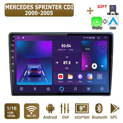 Autoradio Android pour MERCEDES SPRINTER CDI 2000-2005, lecteur multimédia, unité principale, stéréo, navigation GPS, BT, WIFI, 1+16 Go
