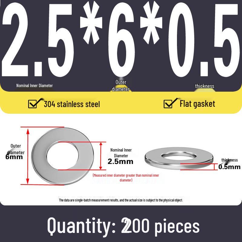 Plochá podložka z nerezové oceli 304 pro nastavení vůle hřídele (0,1/0,2/0,3 mm)