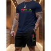 Herren Sommer Strand Sportanzug Lässig Outdoor Basketball Sport Bequem Zweiteiliges Set mit Modischem Lockerem T-Shirt und Shorts
