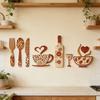 Ländliche Küchenwandaufkleber Dekorationen, Set aus 7 Holzutensilien Wandkunst Set mit handgefertigter Bemalung für die Essbereich Gestaltung