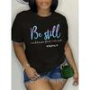Plus Size, Women's Fashion Plus-Size T-Shirt with Letter Print, Machine Washable