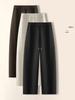 Stylish Plus-Velvet High-Waisted Woolen Trousers for Women - 2026 Spring/Winter Loose Straight-Leg Casual Pants