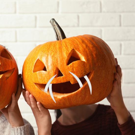 16 Stück Halloween-Kürbiszähne, gruseliger Kürbiszahneinsatz, Jack-O-Lantern-Dekoration für Halloween, Heimparty-Dekoration, Schule, Bastelaktivitäten