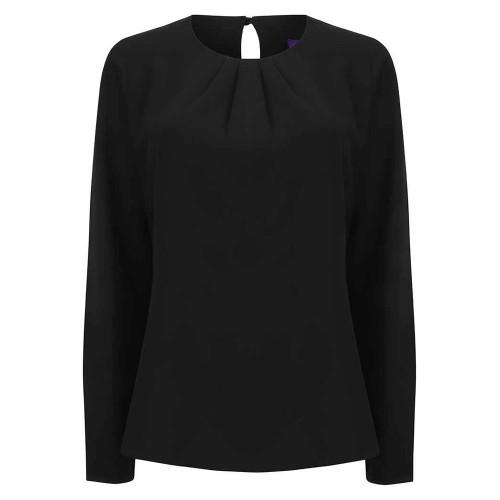 

Henbury Womens/Ladies Pleated Front Long-Sleeved Blouse XS