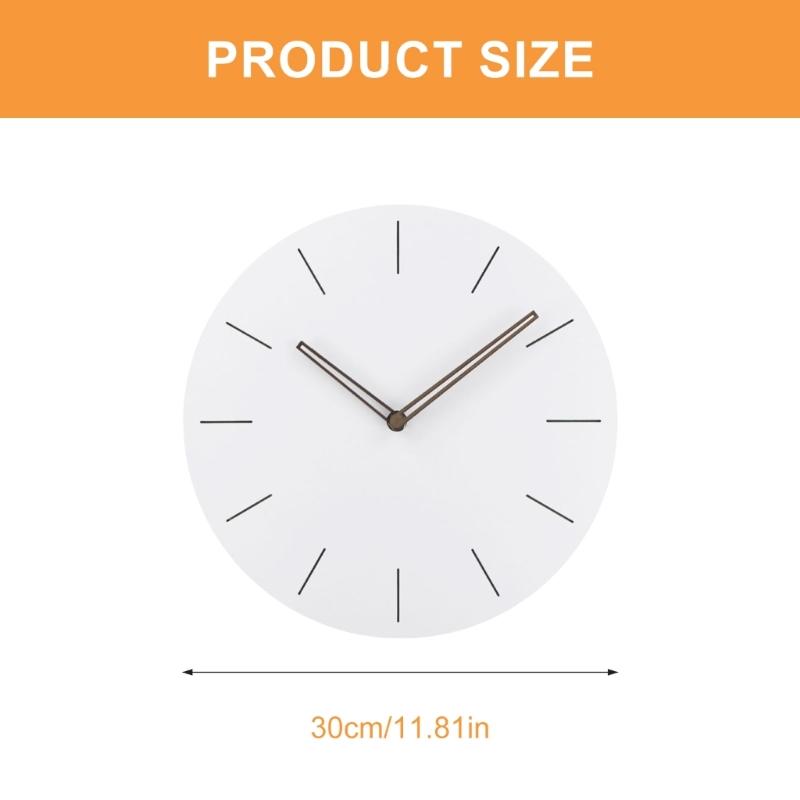 Modern 12Inch Decorative White Wooden Wall Clock Battery Operated Quiet Quartzs Movement for Living Room Bedroom Office