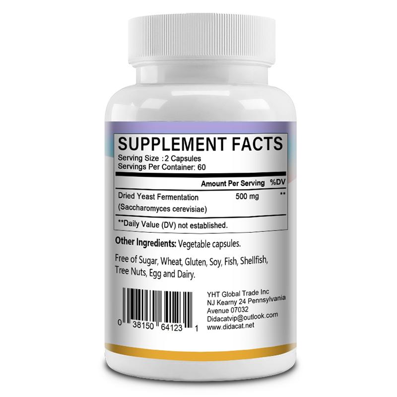 Dried Yeast Fermentation 500 Mg Dietary Supplement, 120 Capsules Per Bottle