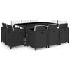 VidaXL Garden Furniture Set 11 Pcs with Cushions Wicker Resin Black