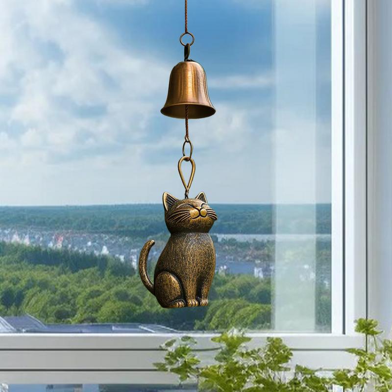 Cat Wind Chime Garden Yard Door Windchime Decorations Elegant Animals Statue Decor Outside Bells Pendant for Yard Home Balcony