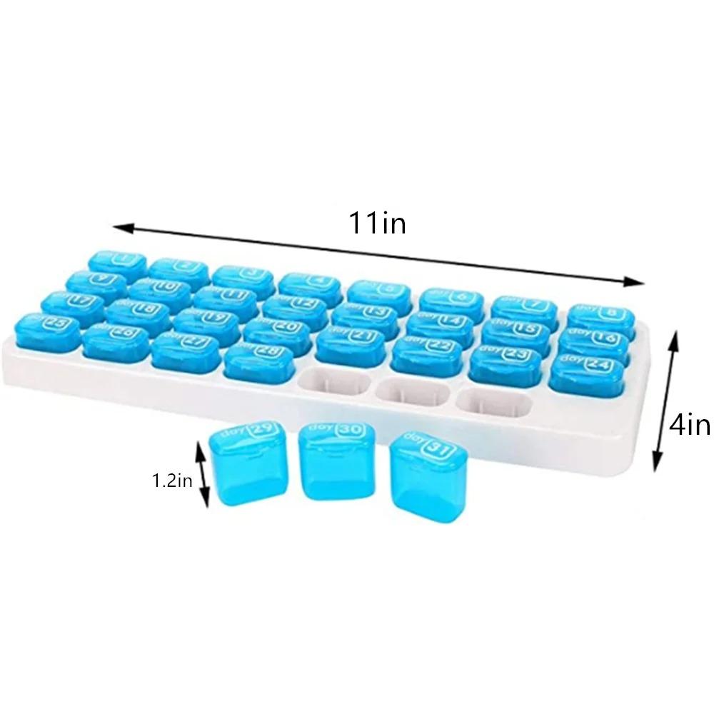 1pc Plastic Multi-compartment Pill Box Keyboard Type 31 Compartments Independent Storage Large Pill Storage Pods With Date