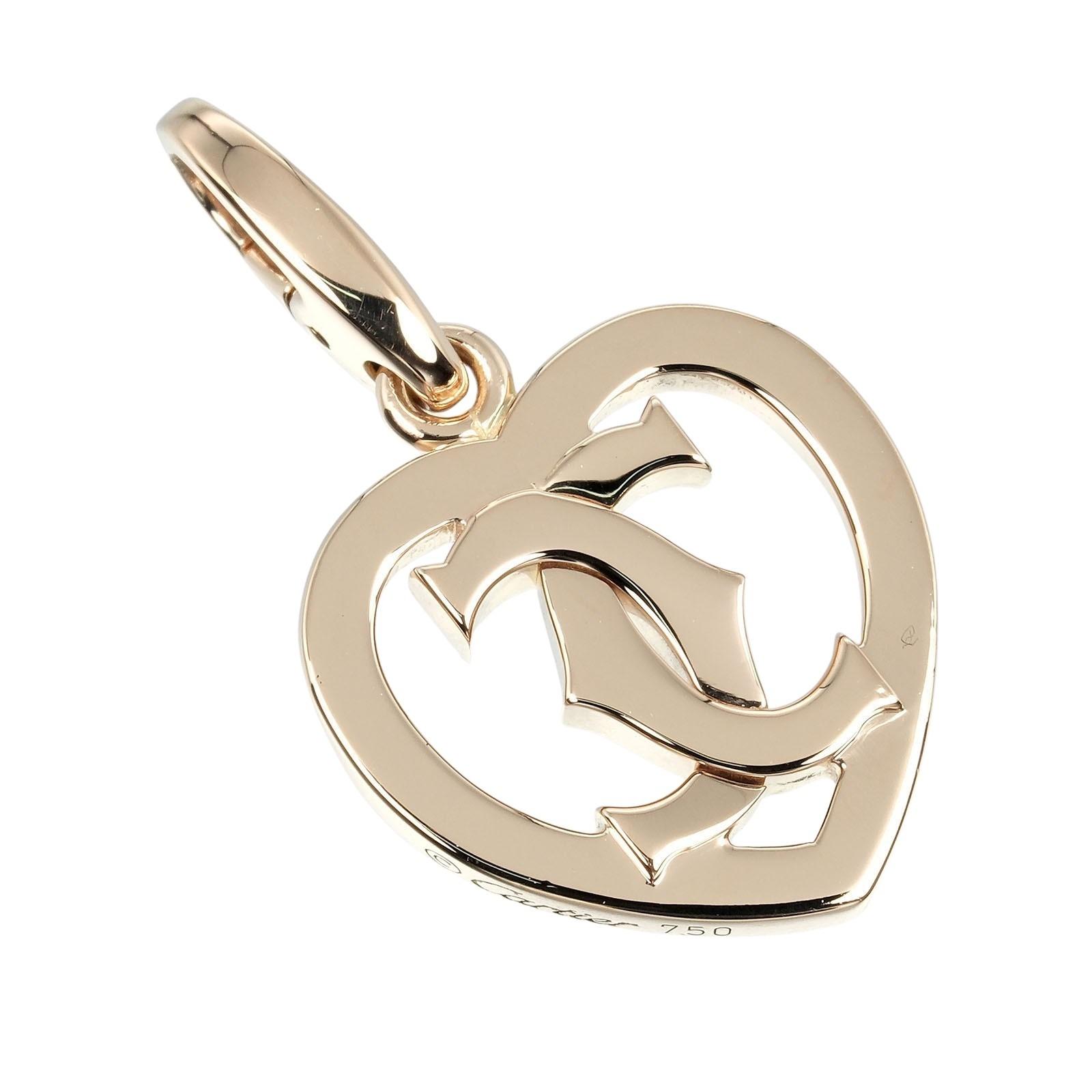 

CARTIER 2C Heart Pendant top K18 Pink Gold 5.1g Women Used
