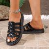 Plus Size Women Closed Toe Backless Woven Flat Sandals