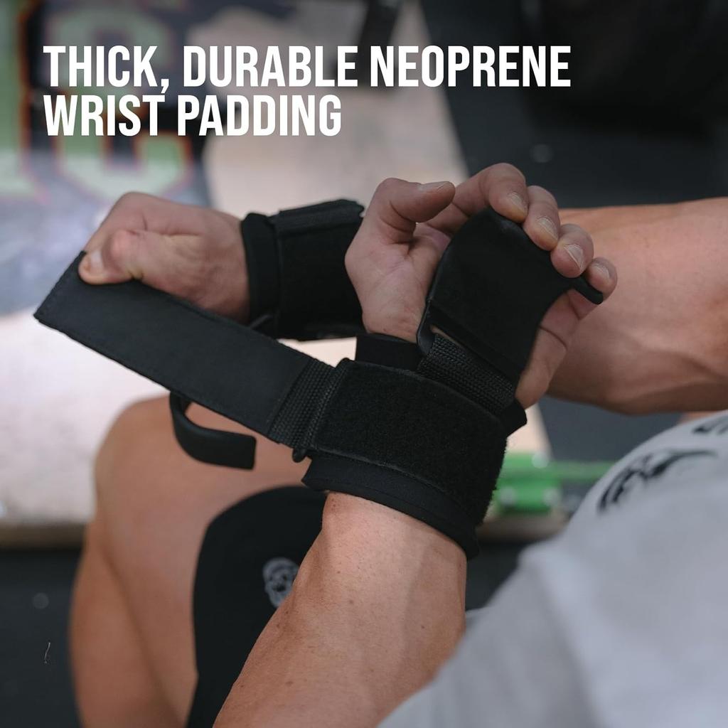 Weight Lifting Hooks (Pair), Heavy Duty Power Wrist Straps Hand Grip Support for Deadlifts, Pull Ups, Shrugs - Gym Gloves for Men and Women