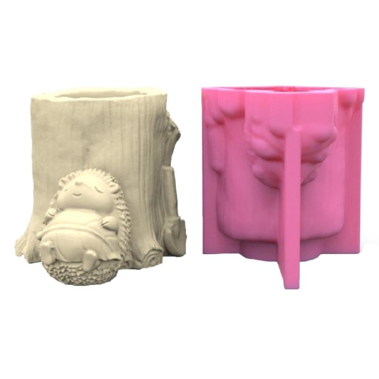 

Hedgehog Tree Flower Pot Silicone Mold Epoxy Resin Casting Succulent Pot Mould 1