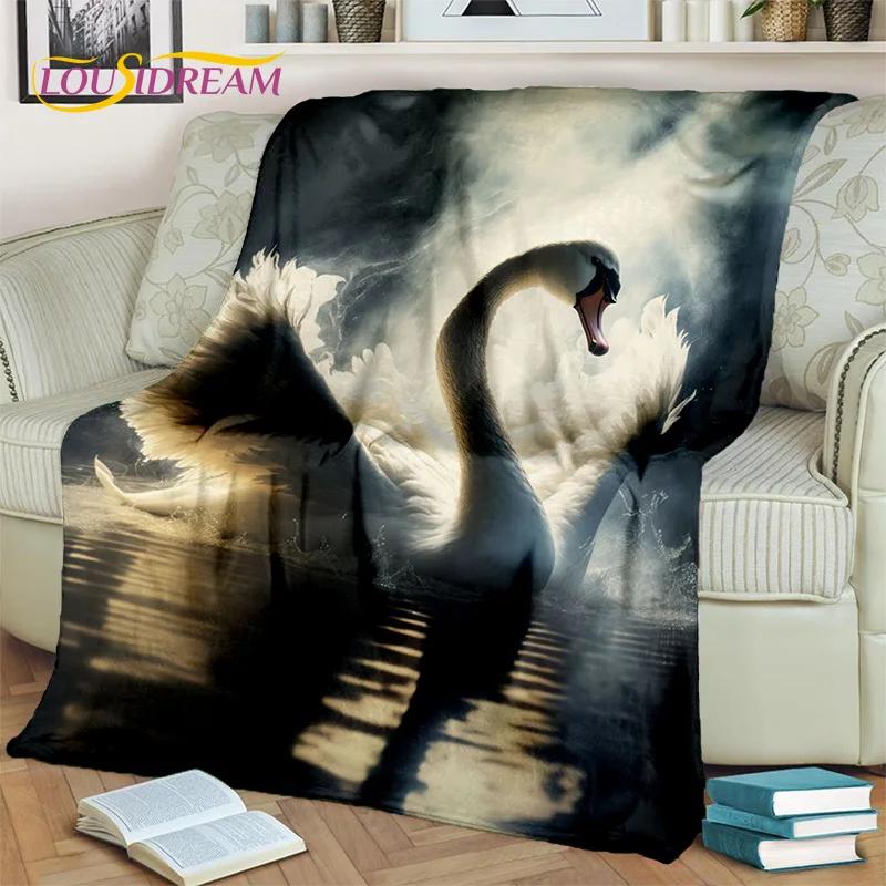 3D Dream Love Swan Cartoon Cygnus Girl Gift Blanket,Soft Throw Blanket for Home Bedroom Bed Sofa Picnic Travel Cover Blanket Kid