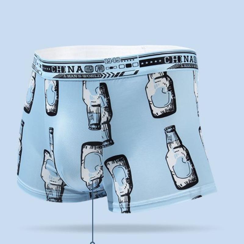 Herrenmode Bedruckte Boxershorts Shorts Aus Eisseide Sexy Nahtlose Unterwäsche Unterhosen Ultradünne Atmungsaktive Modehöschen