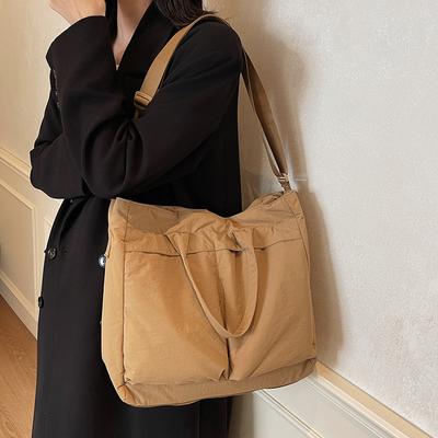 Borsa a Tote Borsa a Doppio Corpo da Donna Grande Capacità Borsa a Spalla Multi-tasche Borsa a Tracolla Neutra Borsa in Tessuto di Nylon