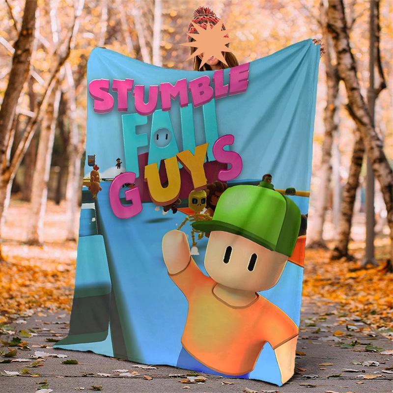 Stumble Guys Flannel Blanket Soft Warm All-Season Throw, Design for Camping, Car Travel, Hiking Sofa, Bed, Office Perfect Gift for Parties