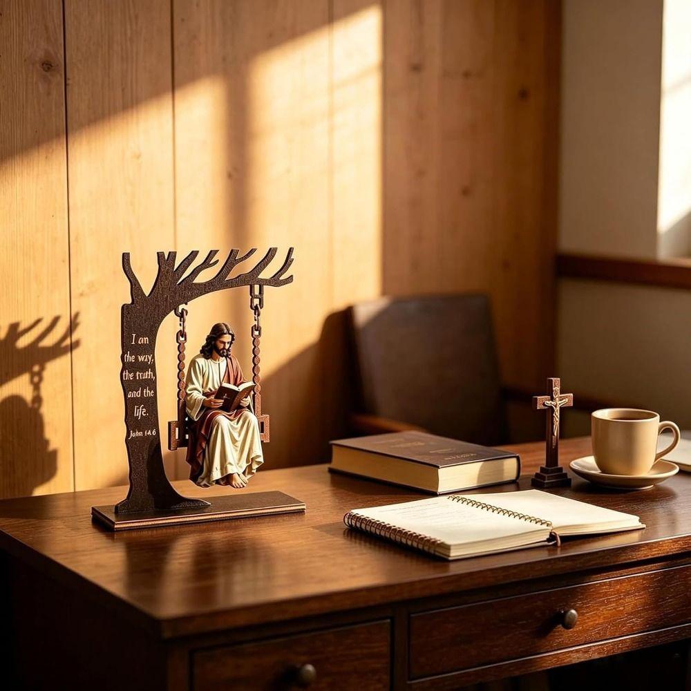 Swing Reading Figurine Freestanding Base Christian Swing Ornament  Christian Table Decor