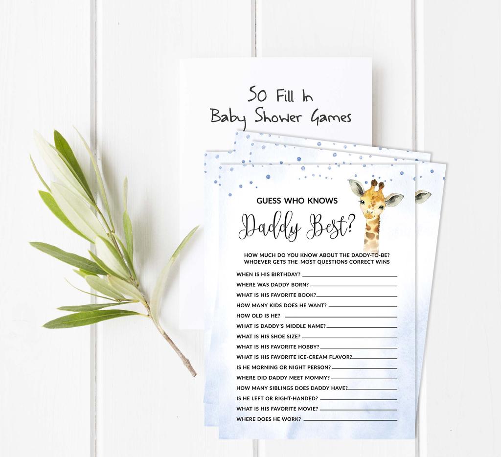 Inkdotpot Baby Shower Game Set Of 50 BabyA  AlphabetA  ABCA  Game Giraffe Jungle Animals Party