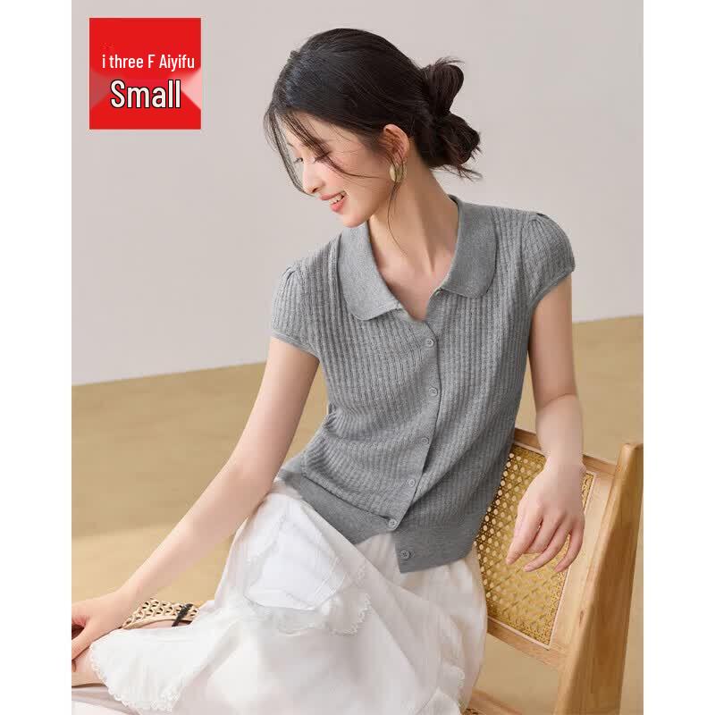 IEF Aiyifu 2026 Summer Petite French Knitted Top S