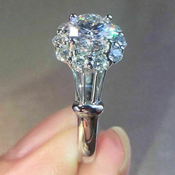 He Cheng Cross-border Full Diamond Women's Ring - Lucky Gift for Friends, Relatives, or Girlfriend