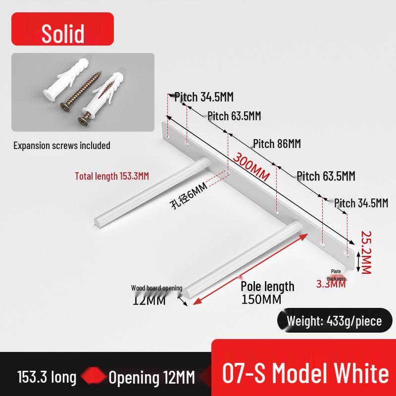 Invisible T-Shaped Shelf Brackets for Concealed Wall-Mounted Bookshelf Support