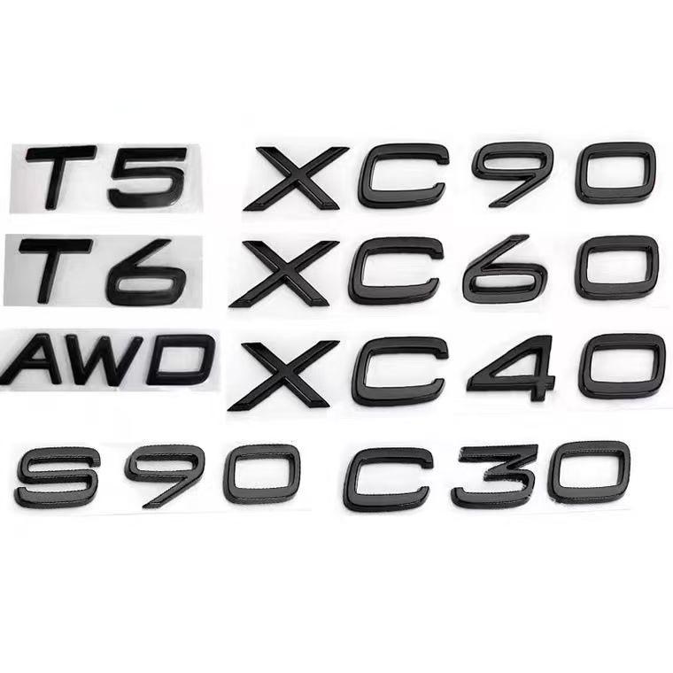 Glossy Black Emblem B5 B6 T3 T4 T5 T6 T8 V8 D3 D4 D5 D6 AWD Car Trunk Letters Emblem for VOLVO XC90 XC70 XC60 XC40 Car Stickers