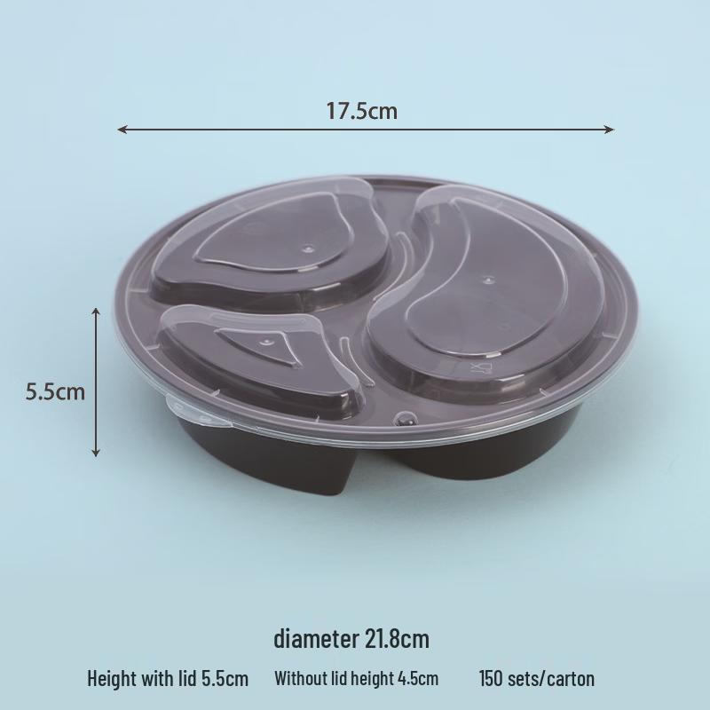 Yinmai Disposable Rectangular 3-Compartment Takeout Containers with Lids