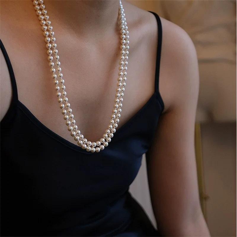 Pearl Necklace Women's 2025 New Popular Long Sweater Neck Chain New Chinese Style Cheongsam Horse Dress Accessories