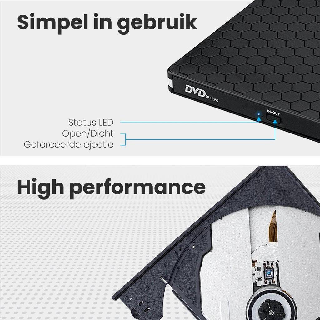 USB 3.0 Portable External Optical Drive & Burner for Desktops and Notebooks