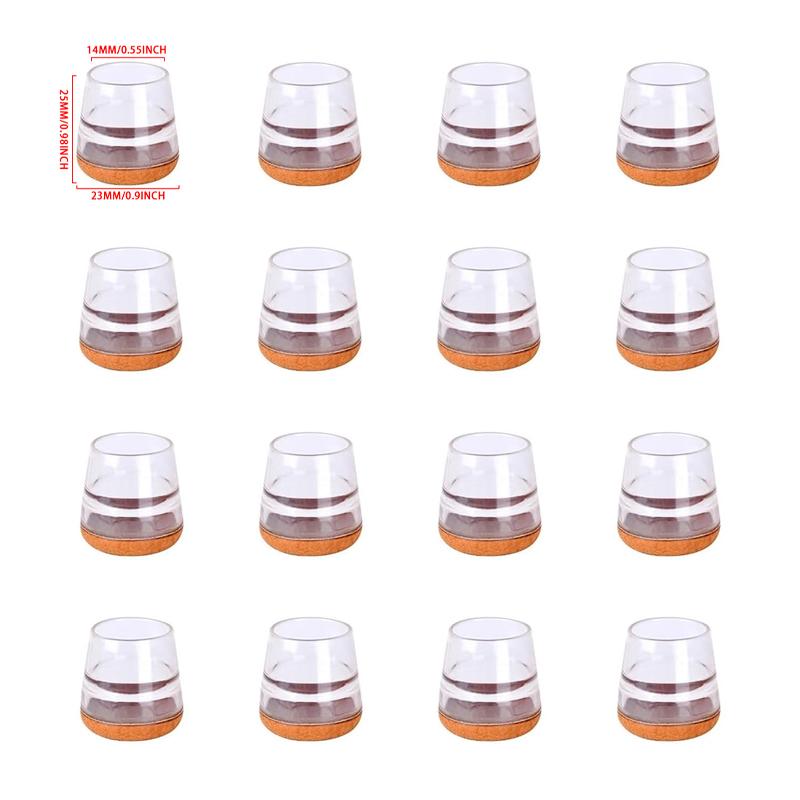 16PCS Table Foot Pad Rubber Chair Leg Caps Round Square Floor Protection Mat Furniture Pads Sliders with Wrapped Felt Bottom