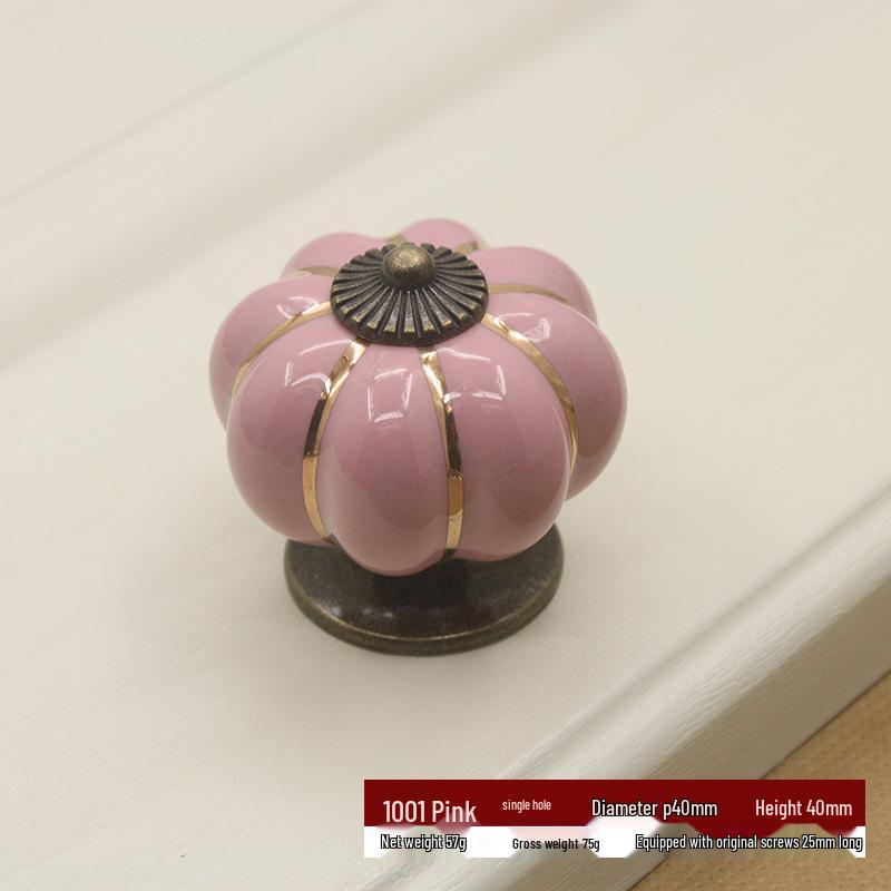 Ivory White Ceramic Pumpkin Pull Handle for European Modern Pastoral Cabinets and Wardrobes