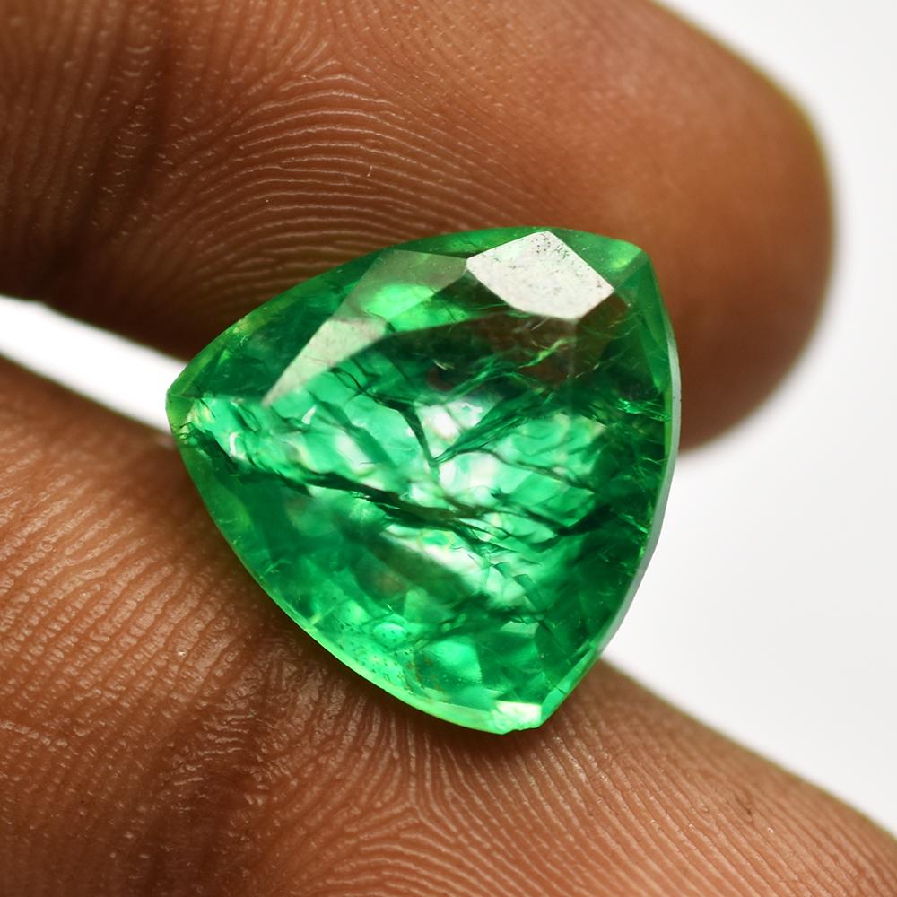 Natural Green Emerald Loose Gemstone 14x14mm Trillion Shape for Jewelry Making and Gem Collections