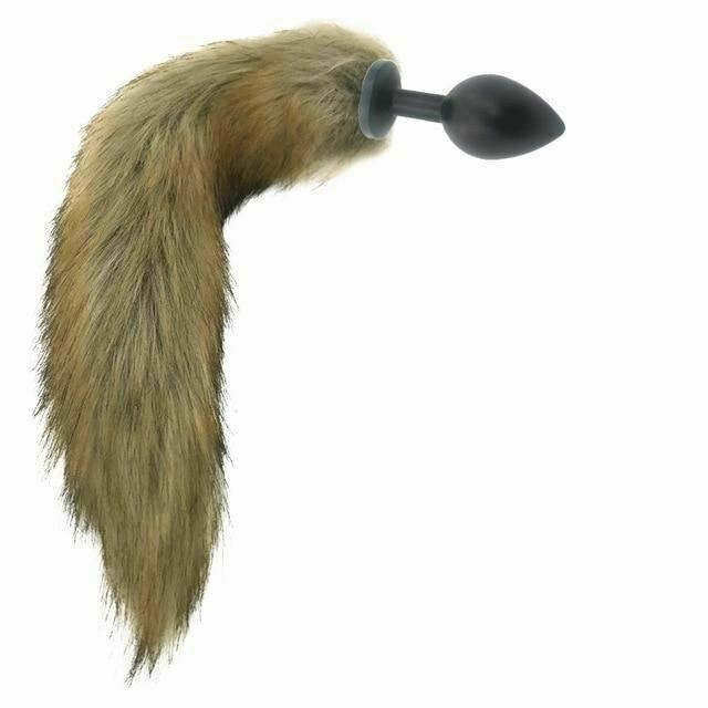 Brown Fox Tail Stainless Steel Anal Butt Plug Pet Play  Butt Plug Tails
