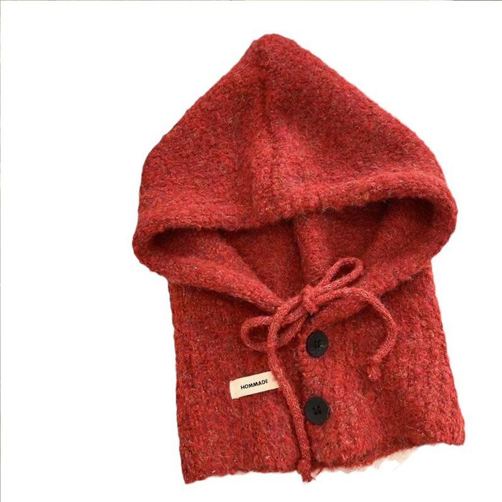 Korean Version of Balaclava Women's Autumn and Winter Hat Scarf Integrated Fashionable and Versatile Knitted Warm Ear Protection Hat