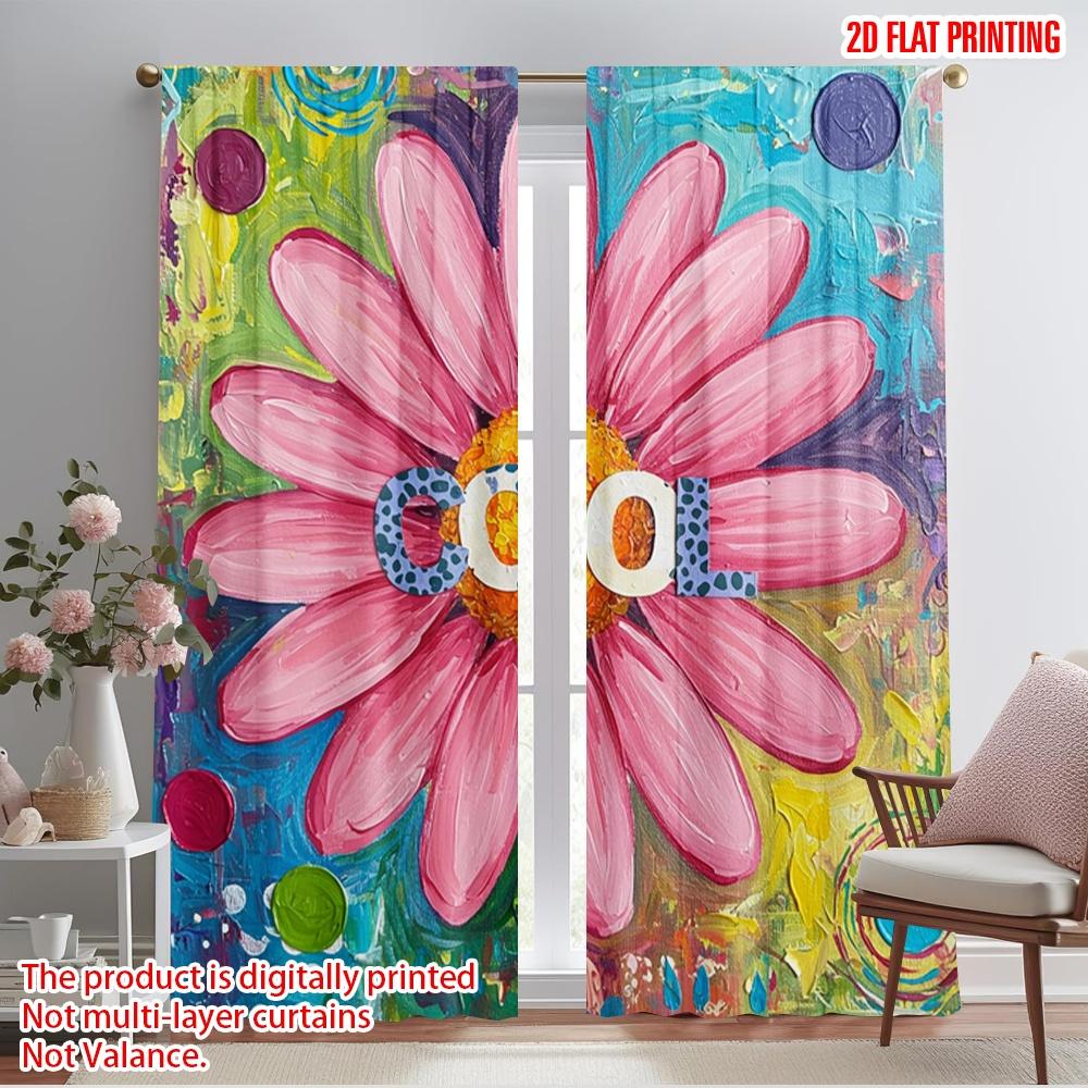 

2 шт. 2D плоская печать Шторы для окон Крутой цветок Полиэстер Без электричества Украшения для вечеринок Использование для фотобудок Дни рождения 52.50×116.00 CM 2pcs