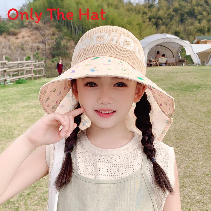 

Childrens Cartoon Sun Hat With Large Brim For Outdoor Play Summer Sun Protection хаки
