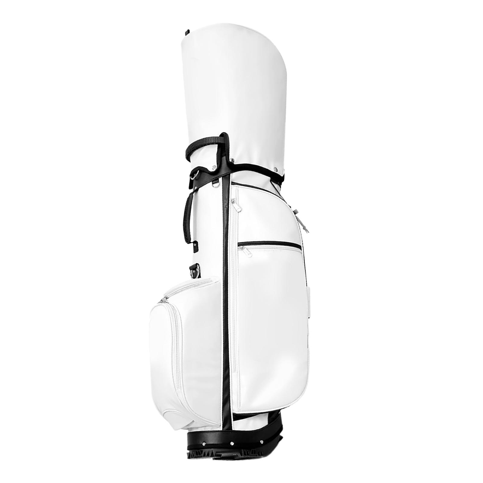 Sac de golf sur pied Cuir Super Fibre Support Triangulaire Stable Apparence Tendance blanc
