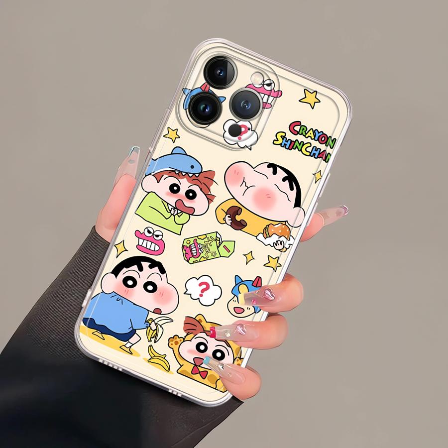 Cute Crayons Shinchans Case for iPhone 17 Pro Max Air 15 XR 13 Pro 14 Plus 12 Mini 11 16 XS Max 7 8 Soft Phone Cover